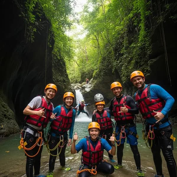 Canyoneering group smiling